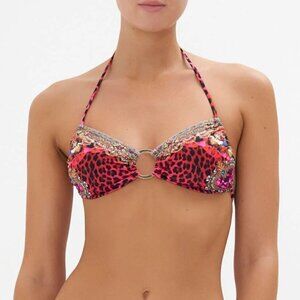 Camilla "Artesania Mania" Side-Gather Embellished Bikini Top, Multicolor